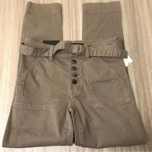 J Brand Size 24 Kyrah High Rise Crop Straight Pants Tan/Deckard NWT $248